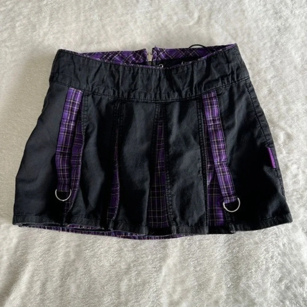 Tripp NYC Skirt Womens XS Purple‎ Plaid Mini Vtg Y2K Goth Grunge Punk Pleated
